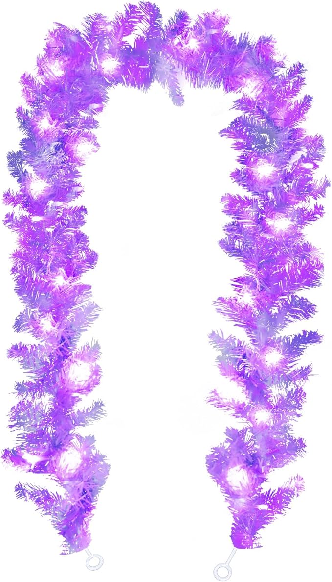 WONDER GARDEN 9FT Halloween Garland with Lights Artificial PVC Halloween Hanging Garlands for Mantle Fireplace Wall Table Room Party Office Holiday Home Decor