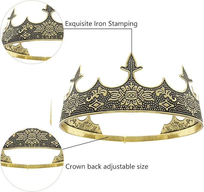 King Crown for Men Crowns Tiara for Birthday Party Costume