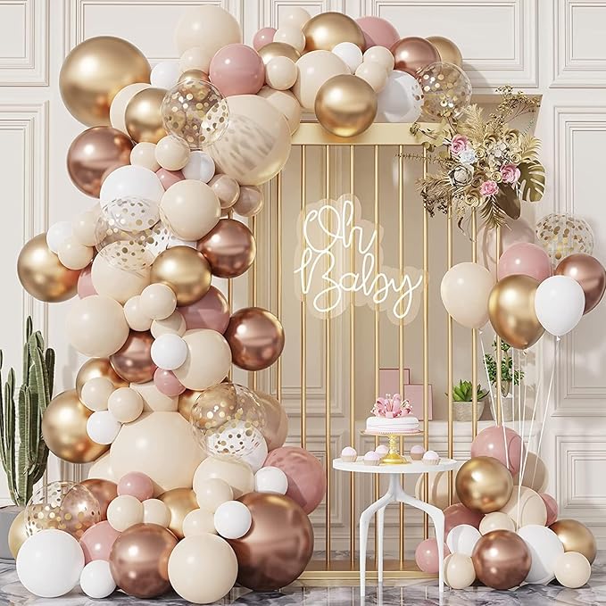 Labeol Rose Gold Balloons Different Sizes 139PCS 18/12/10/5 Inch Rose Gold Balloon Garland Arch Kit Quality Latex Balloons Decorations for Party Birthday Graduation Wedding