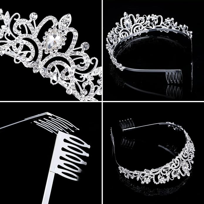 Crystal Tiara Crowns For Women Girls Princess Elegant Crown with Combs Women's Headbands Bridal Wedding Prom Birthday Party