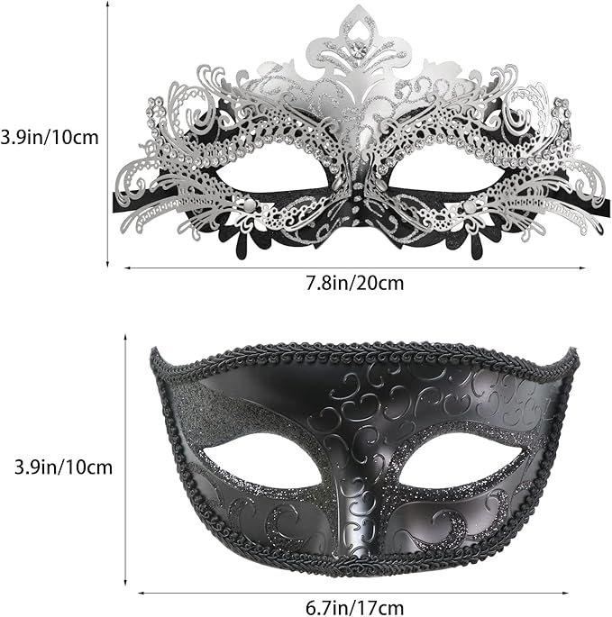 Coddsmz Couple Masquerade Mask Set - Venetian & Mardi Gras Mask for Women & Men