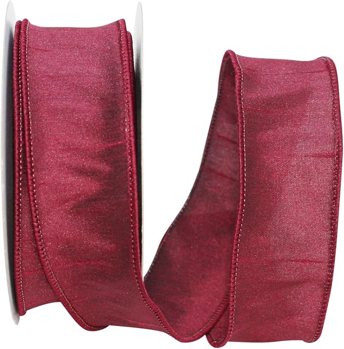 Reliant Ribbon 92975W-090-09F Dupioni Supreme Wired Edge Ribbon, 1-1/2 Inch X 10 Yards, Burgundy