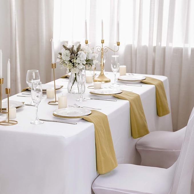 50pcs Polyester Cloth Napkins - 17 x 17 inch Gold Dinner Washable Napkins with Hemmed Edges for Restaurant/Wedding/Hotel(50,Gold)