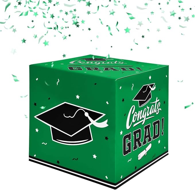 Gatherfun Graduation Party Decorations Graduation Box Graduation Card Box for Graduation Gift Graduation Party Favors Decor Party Supplies Green