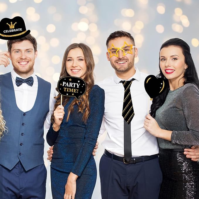 Birthday Photo Booth Props Kit - 38Pcs Funny Pose Signs, Selfie Photobooth Decor for Birthday Party, Men Women