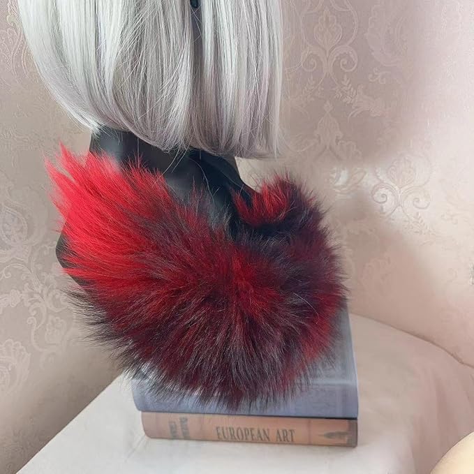Wolf Ears Tail Set Fox Wolf Headbands Clips Fluffy Cosplay Costumes, Gothic Punk Accessories for Halloween