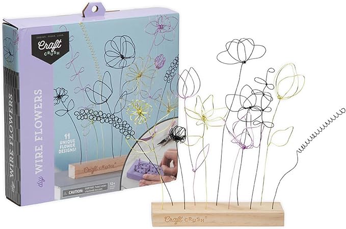 Craft Crush Wire Flowers - Create Unique Craft Wire Flower Designs with Easy to Use Tool and Guide with Display Stand - for Teens and Adults Ages 12, 13, 14, 15 and Up