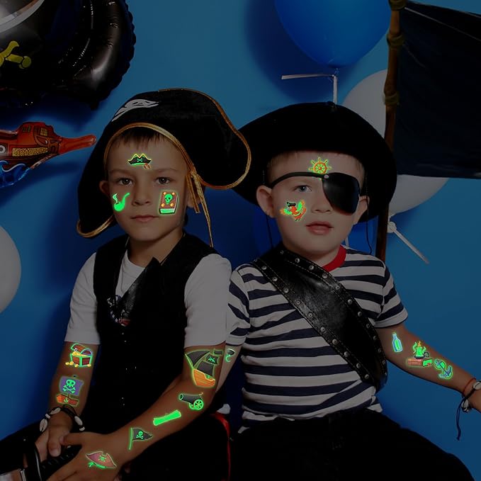 370 Patterns Party Favors for Kids, 36 Sheets Glow In Dark Stickers Luminous Temporary Tattoos, Waterproof Fake Tattoo Supplies Animal Dinosaur Mermaid Butterfly Stickers for Birthday Decorations