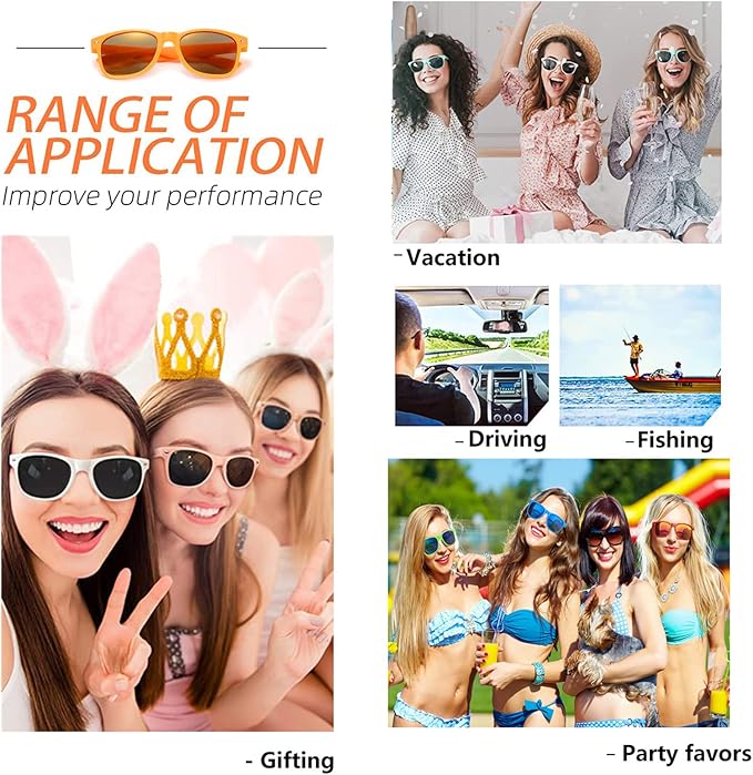 Fsmiling Orange Sunglasses Bulk Adult Party Sunglasses 80s Sunglasses Pack for Men Women Halloween Party Favors-10Pack