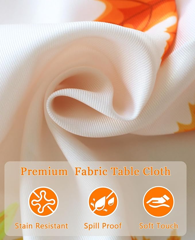 Honellaty Thanksgiving Tablecloth 52x70 Inch Rectangle Table Cloth, Fall Pumpkin Sunflower Table Cover for Dinner, Thanksgiving, Harvest, Holiday Decor