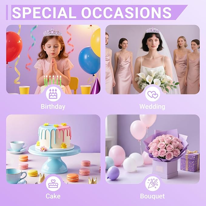 Tiara Crown for Women, Queen Tiara for Birthday Prom Bridal Party Custome Purple