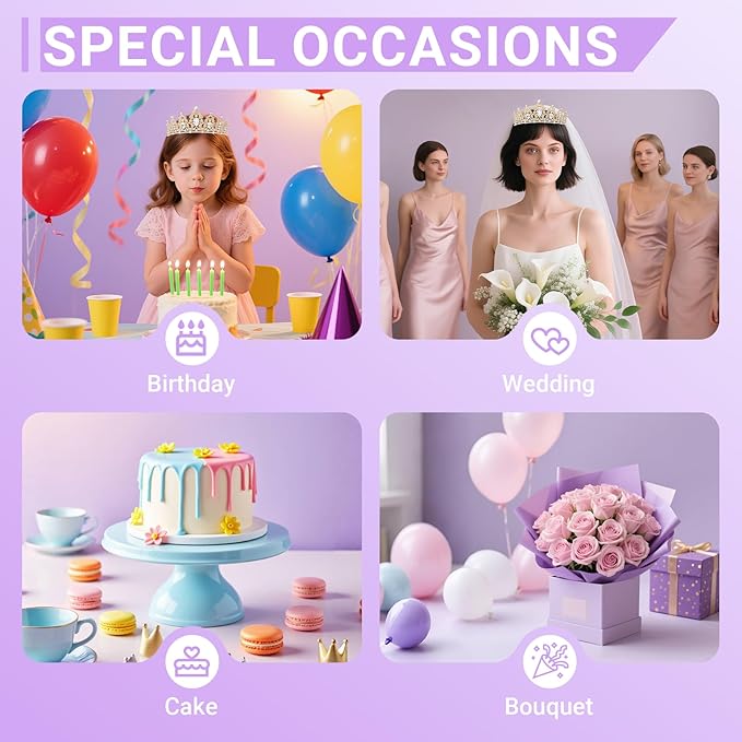 Tiara Crown for Women, Queen Tiara for Birthday Prom Bridal Party Custome Gold