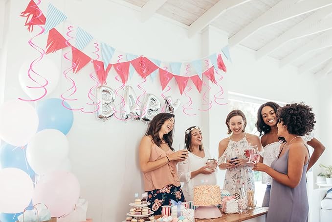 30 Pcs Pink Swirls Decorations Hanging Swirl Decorations Pink Party Streamers Decorations for Ceiling