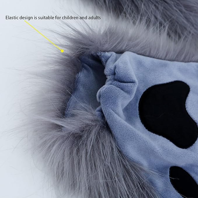 Adolala Faux Fur Fox Tail Cat Wolf Set Plush Mask Fluffy Paw Gloves Halloween Christmas Party for Women
