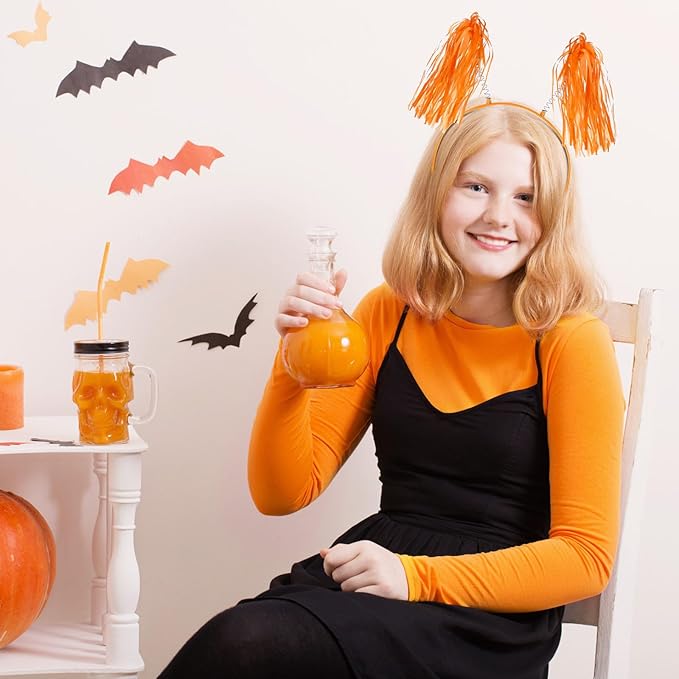 Censen 24 Pcs Pom Pom Headband Tinsel Wrapped Ponytails Head Bopper Costume Headwear Halloween Party Hair Accessories