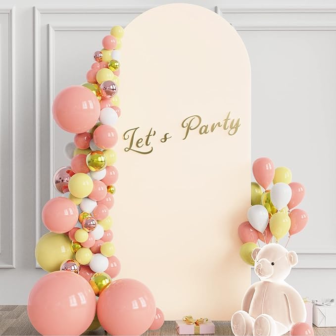 Wokceer 6 FT Wedding Arch Backdrop Stand and Arch Cover Metal Arch Stand with Arch Stand Cover for Birthday Party Wedding Ceremony Bridal Baby Shower Event Decor