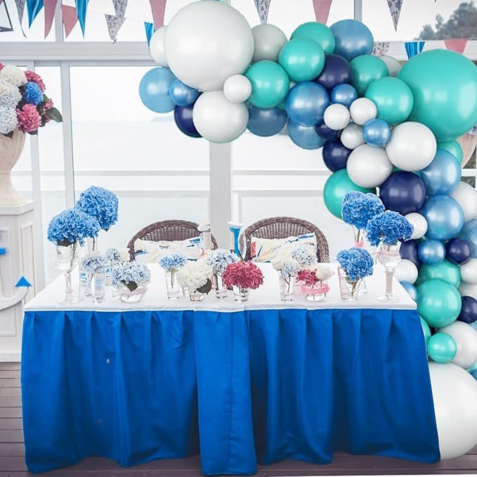 Teal Balloon Garland Arch Kit, Navy Blue Light Blue Teal White Turquoise Aqua Latex Balloons Garland Kit for Boys Girls Women Bridal Baby Shower Ocean Birthday Wedding Party Decorations Supplies