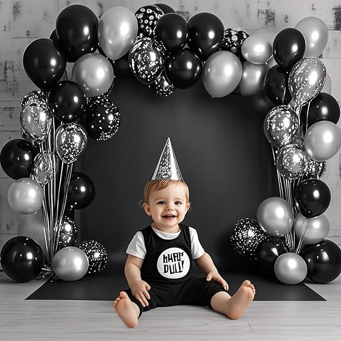 Silver Balloon Arch Kit, 125 Pcs Silver Balloons Different Sizes 18 12 10 5 Inch Metallic Silvers Balloons for Birthday Wedding Graduation Baby Shower New Year Party Decoration