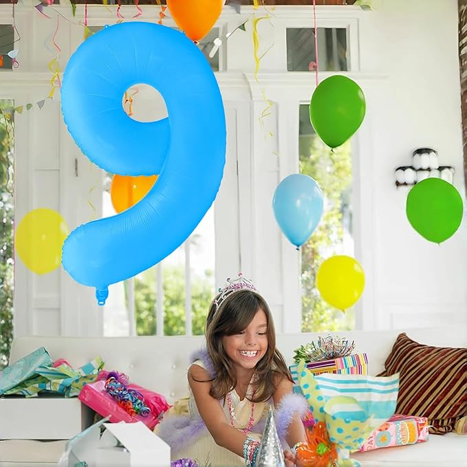 Fluorescent Blue Number Balloon 40 inch Giant Foil Helium Balloons Blue Number 6 Balloon for 6th Birthday Party Decorations