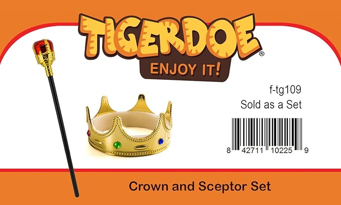 Tigerdoe King Crown and Scepter - King Costume Accessories - Dress Up - Costume Accessories