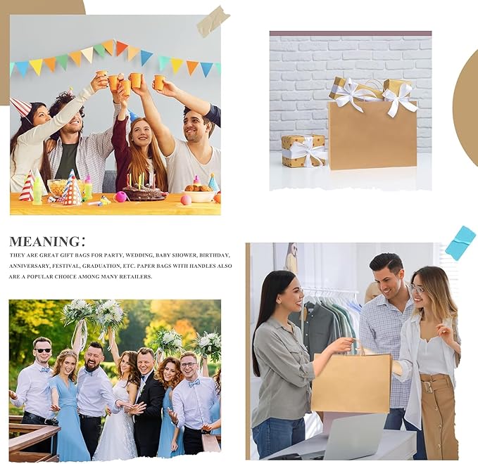 GSSUSA 16x6x12 Inches Large Paper Bags with Handles, 6000 Pack Brown Paper Gift Bag, Recyclable Kraft Paper Shopping Bags for Small Business, Party Favor, Craft Bag for Boutique