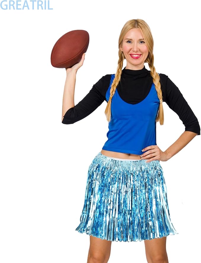 GREATRIL Foil Fringe Skirts Skirts for Birthdays Cheeleading Dance Performances - 4 Packs
