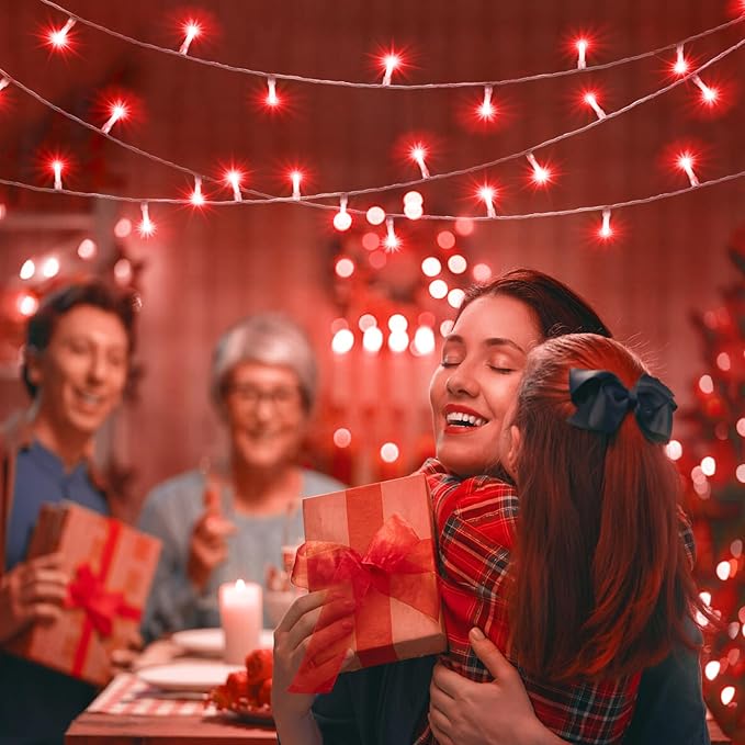 100FT 300 LED Christmas Lights Outdoor, Plug in Christmas String Lights Indoor, Waterproof & 8 Modes & Timer Function, Connectable Fairy Twinkle Light for Bedroom House Patio Wedding Decor, Red