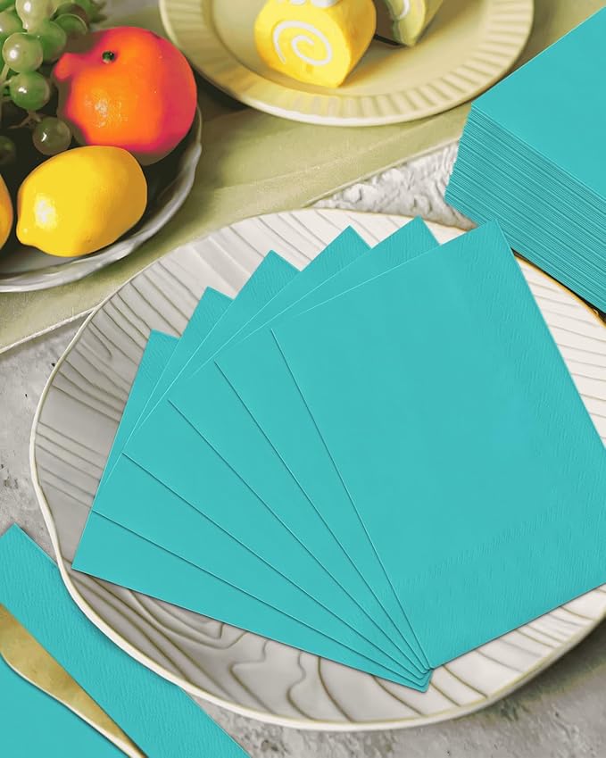 qiqee Mint Blue Paper Napkins 13 * 16inch Guest Paper Disposable Towels Napkin Paper Hand Towels for Wedding, Dinner, Birthday Party, Dessert Cocktail & Kitchen Napkins( 120 Count)