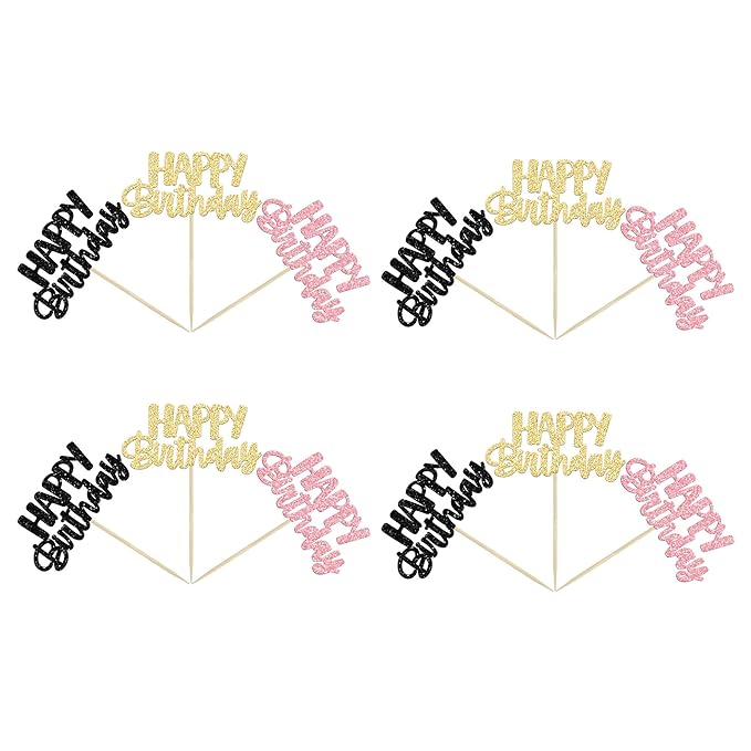 Gyufise 36Pcs Happy Birthday Cupcake Toppers & Picks - Baby Shower & Anniversary Party Supplies