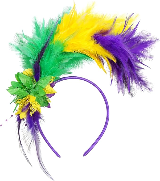 Feathers Fascinator Headband 1920s Queen Headpiece Fascinators Hats for Women Tea Party Flower Headpiece