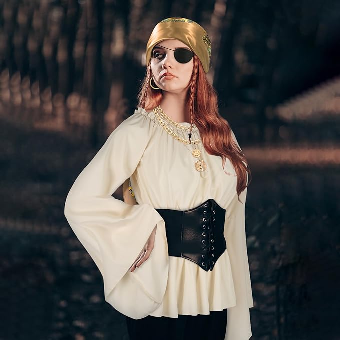 CICOCI Men Pirate Costume Accessories Set for Women Pirate Hat Head Scarf Corset Belt Dress Accessories