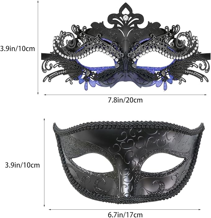 Coddsmz Couple Masquerade Mask Set - Venetian & Mardi Gras Mask for Women & Men