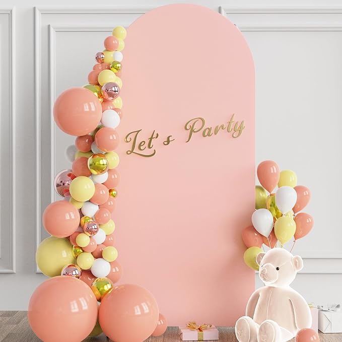 Wokceer 6 FT Wedding Arch Backdrop Stand and Arch Cover, Metal Backdrop Stand with Cover for Birthday Party Wedding Ceremony Bridal Baby Shower Event Decor