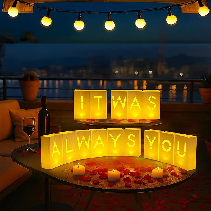 "It was Always You Light Up Letters - Luminary Paper Bags to be Used as Anniversary Decorations and Proposal Decorations for Your Loved One
