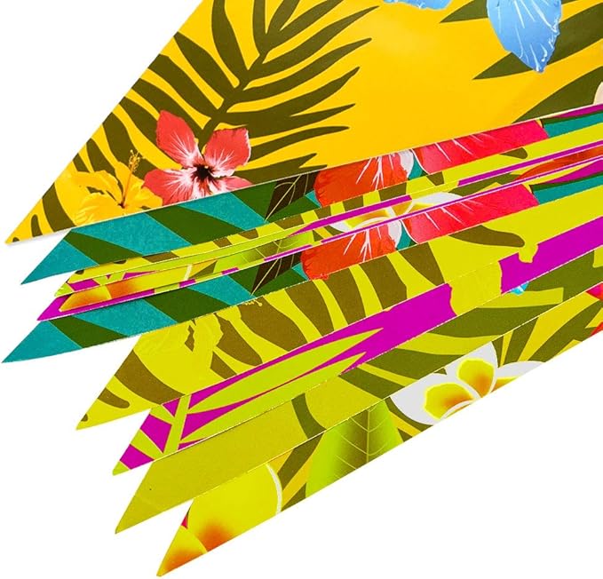 FEPITO 4 Pack Hawaiian Bunting Banner Luau Party Tropical Party Bunting Totally 12 Meters