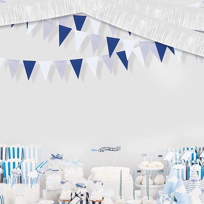 6 Pack 10 Feet Foil Fringe Garland Metallic Tinsel Banner Wall Hanging Curtain Streamers Backdrop for Parade Floats Bachelorette Wedding Birthday Party Thanksgiving Christmas Decorations(White)