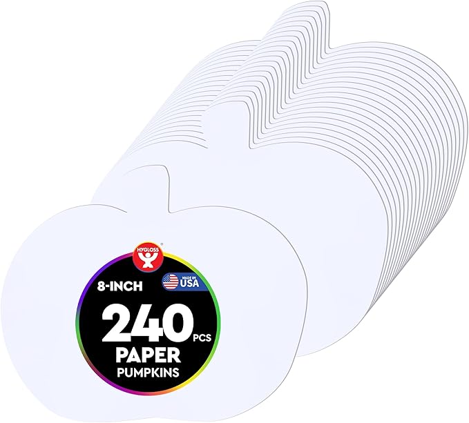 Hygloss Pumpkin Bright Cut Outs Products Shape Paper Arts & Crafts-Many Creative Uses-Fall-Themed Activities- White -8 Inches-240 Pcs