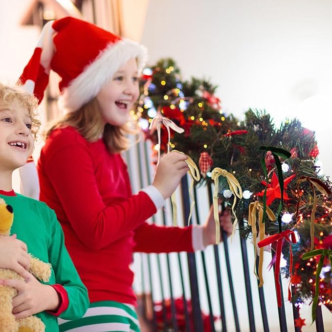 24Pcs Velvet Ribbon 5 x 7 Inch Christmas Ribbon 3/8 Inch Wide Christmas Bows Vintage Velvet Bows for Christmas Tree Pink Bows for Christmas Tree Decorations