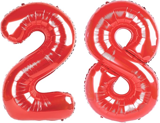 Red Number 28 Balloon