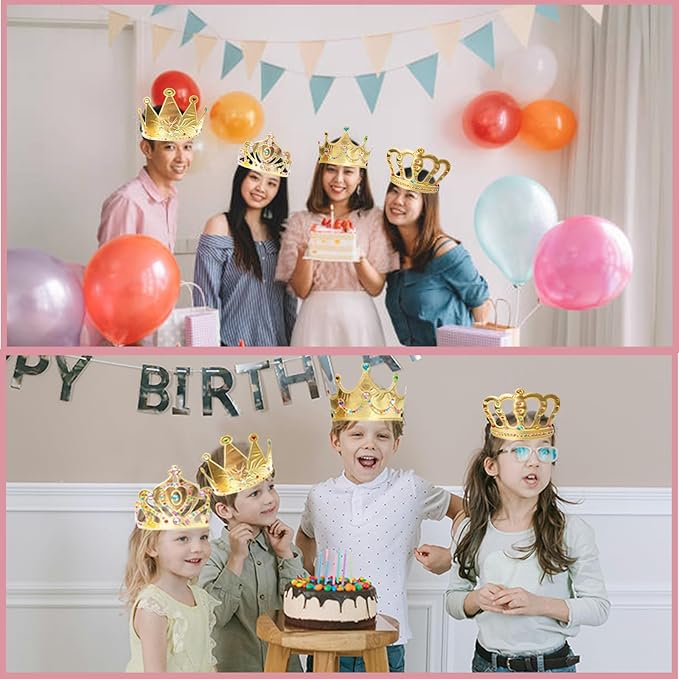 50 Pcs Foam Crowns Kids Princess Tiaras Crowns Bulk with 2 Styles DIY Diamond Sticker Making Kits for Kids Birthday Party Supplies