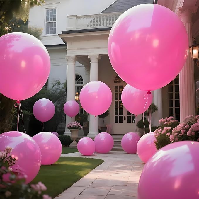KAWKALSH Pink Balloons 9pcs 36 Inch Extra Large Big Jumbo Giant Matte Pink Balloons for Baby Shower Valentine's Day Princess Bridal Shower Bachelorette Birthday Party Decorations