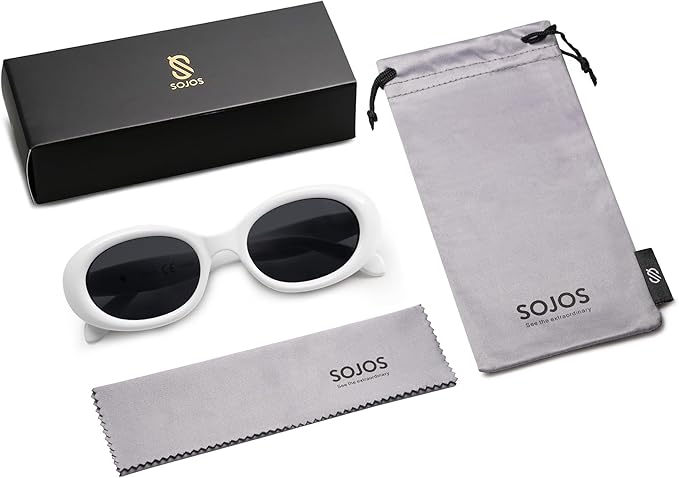 SOJOS Small Retro Oval Polarized Sunglasses for Women Men 90s Vintage UV400 Protection Tiny Sun Glasses SJ2286