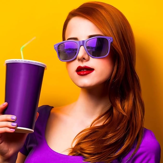 Fsmiling Purple Sunglasses Bulk Adult Party Sunglasses 80s Sunglasses Pack for Men Women Mardi Gras Party Favors-10Pack