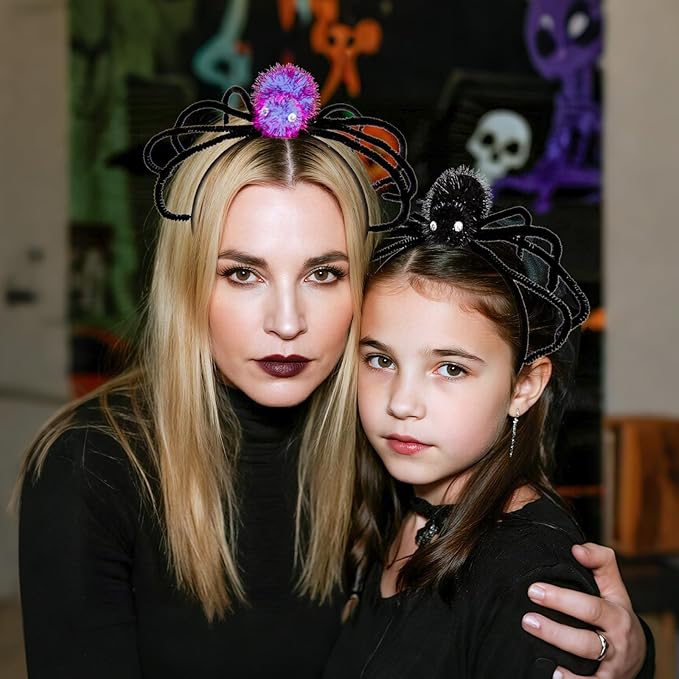 Halloween Headbands, Black Spider Hairband Halloween Accessories for Cosplay Woman Man (Black)