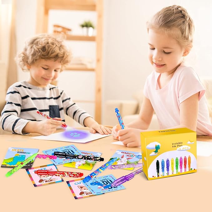 TAFULOR Invisible Ink Pen for Kids, Birthday Party Favors for Girls Boys, Spy Pens with UV Light Secret Message Magic Markers, Goody Bag Stuffers Toys for 4-12 Year Old Girls Boys Gift (24PCS)