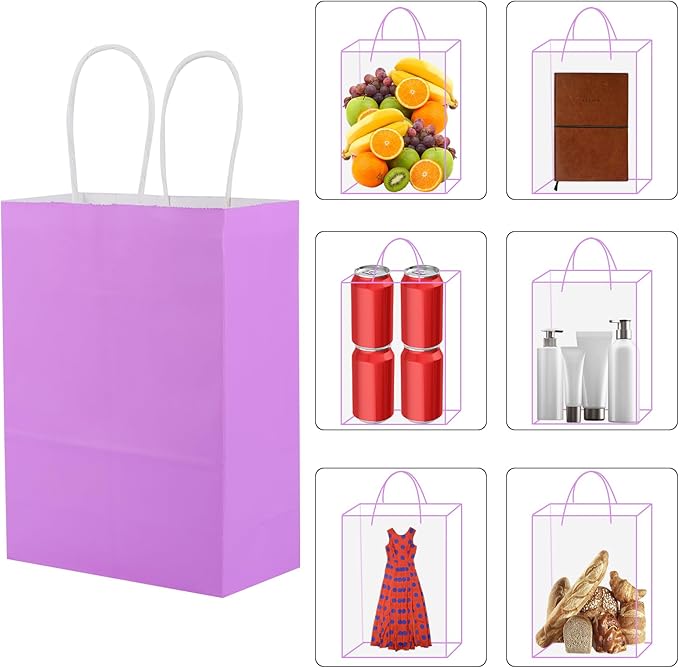 XPCARE 60Pcs Paper Gift Bags, 6.3"x3.15"x8.66" Kraft Paper Party Favor Bags Bulk Rainbow Goodie Bag Small Gift Bag with Handles for Kids Birthday Baby Shower Crafts Wedding Party Supplies (6 Colors)