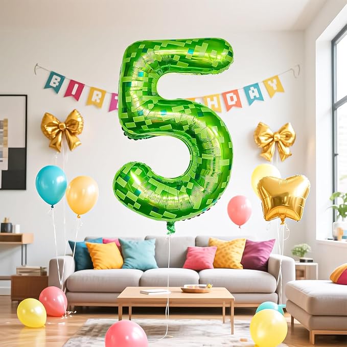 Green Number Balloons, Gaint Green Pixel Number 9 Balloon 40 Inch Dark green 9 Balloon for Boys Girls Kids 9th Birthday Party Decoration
