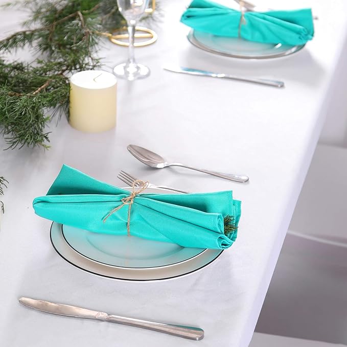 50pcs Polyester Cloth Napkins - 20 x 20 inch Turquoise Dinner Washable Napkins with Hemmed Edges for Restaurant/Wedding/Hotel(50,Turquoise)