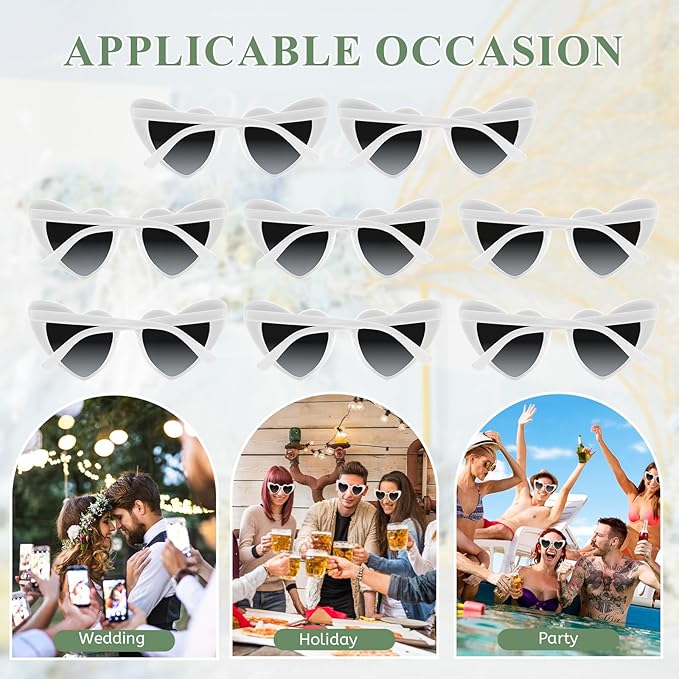 4/6/8/10/12 Pack Bachelorette Sunglasses Heart Sunglasses Vintage Heart Shaped Glasses for Women Bridal Party Wedding