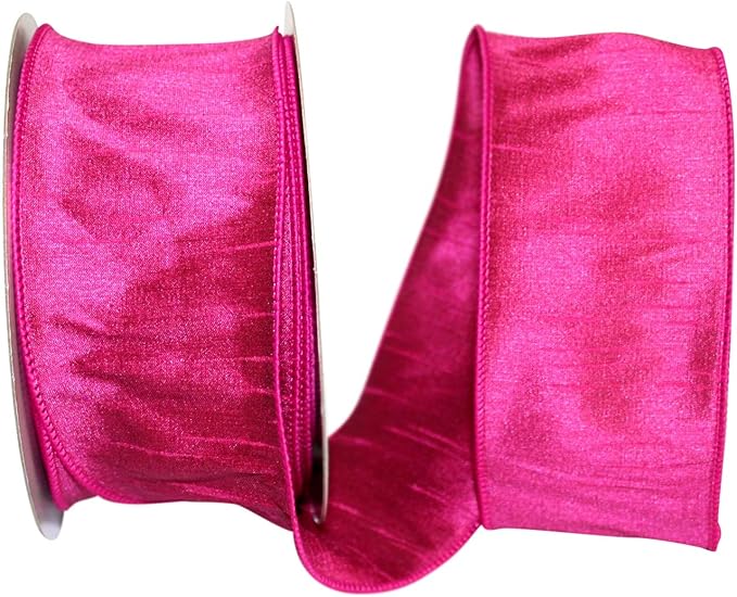 Reliant Ribbon 92975W-222-40H Dupioni Supreme Wired Edge Ribbon, 2-1/2 Inch X 20 Yards, Fuchsia
